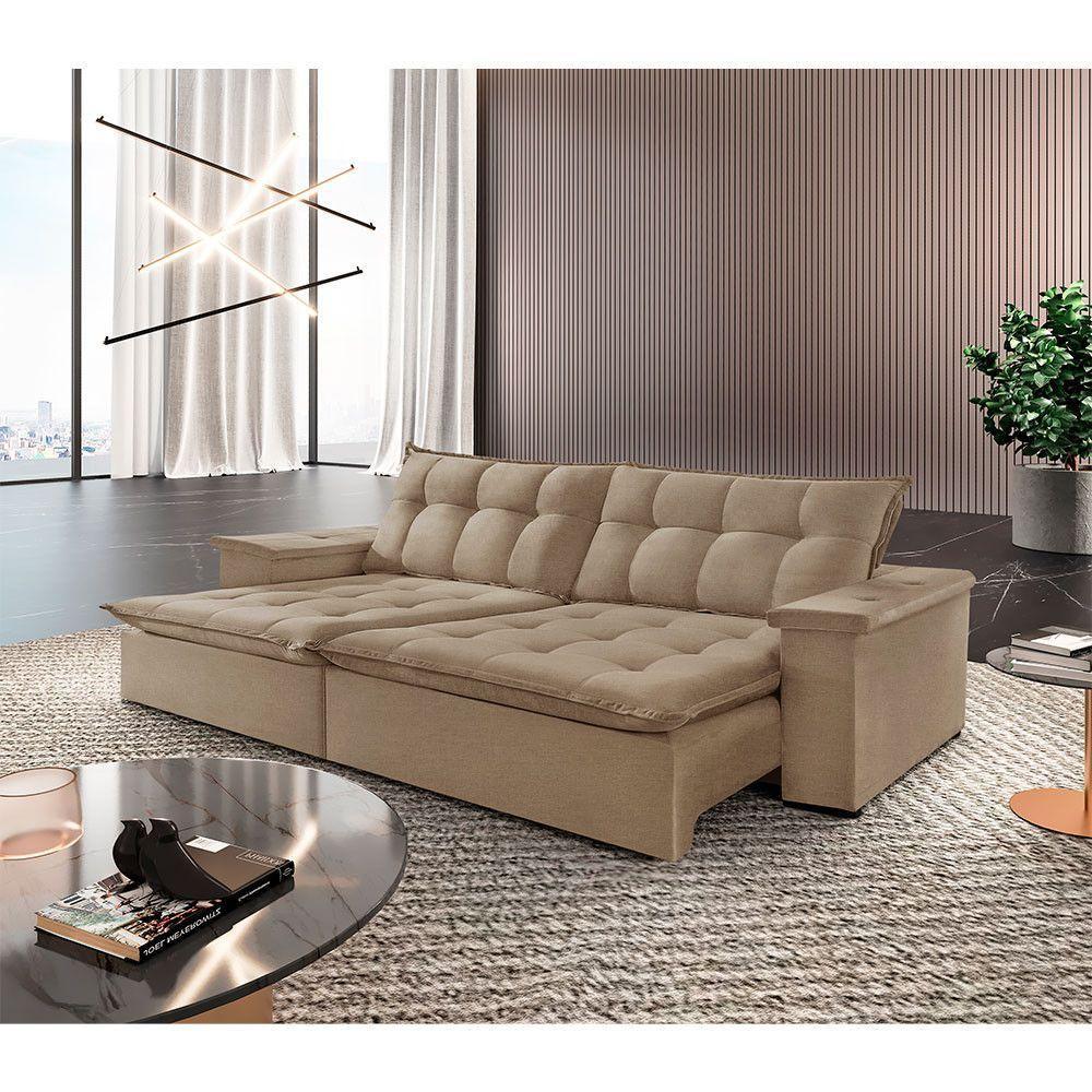 Sofá Estilo Linho 02 Módulos De 120m B25cm Meu Sofá Online A226 Linho Bege - 1