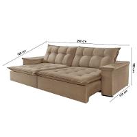 Sofá Estilo Linho 02 Módulos De 120m B25cm Meu Sofá Online A226 Linho Bege - 4