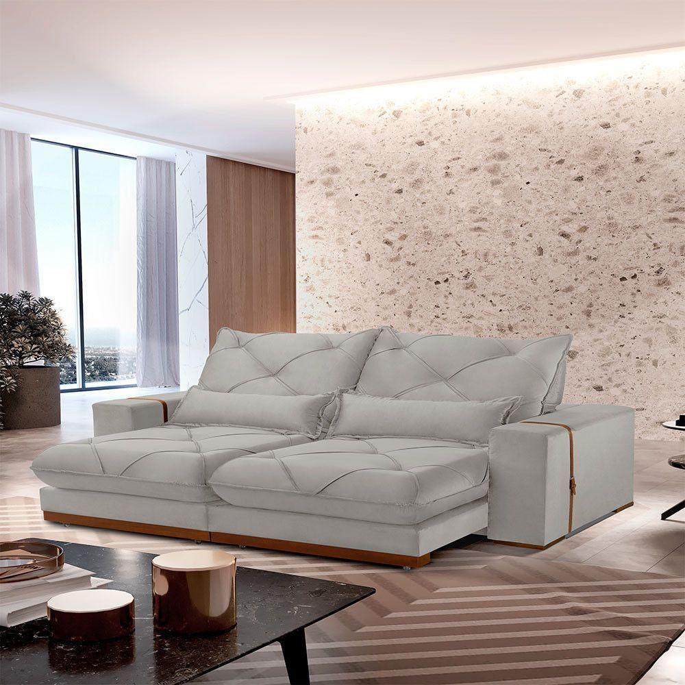 Sofá Turim Veludo 02 Módulos De 120cm B25cm Meu Sofá Online B026 Veludo Prata - 1