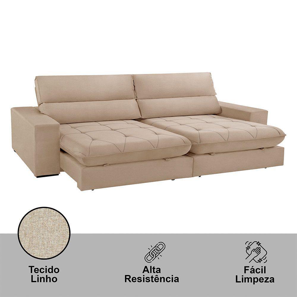 Sofá Aspem Linho 02 Módulos De 90cm B25cm Meu Sofá Online A226 Linho Bege - 6