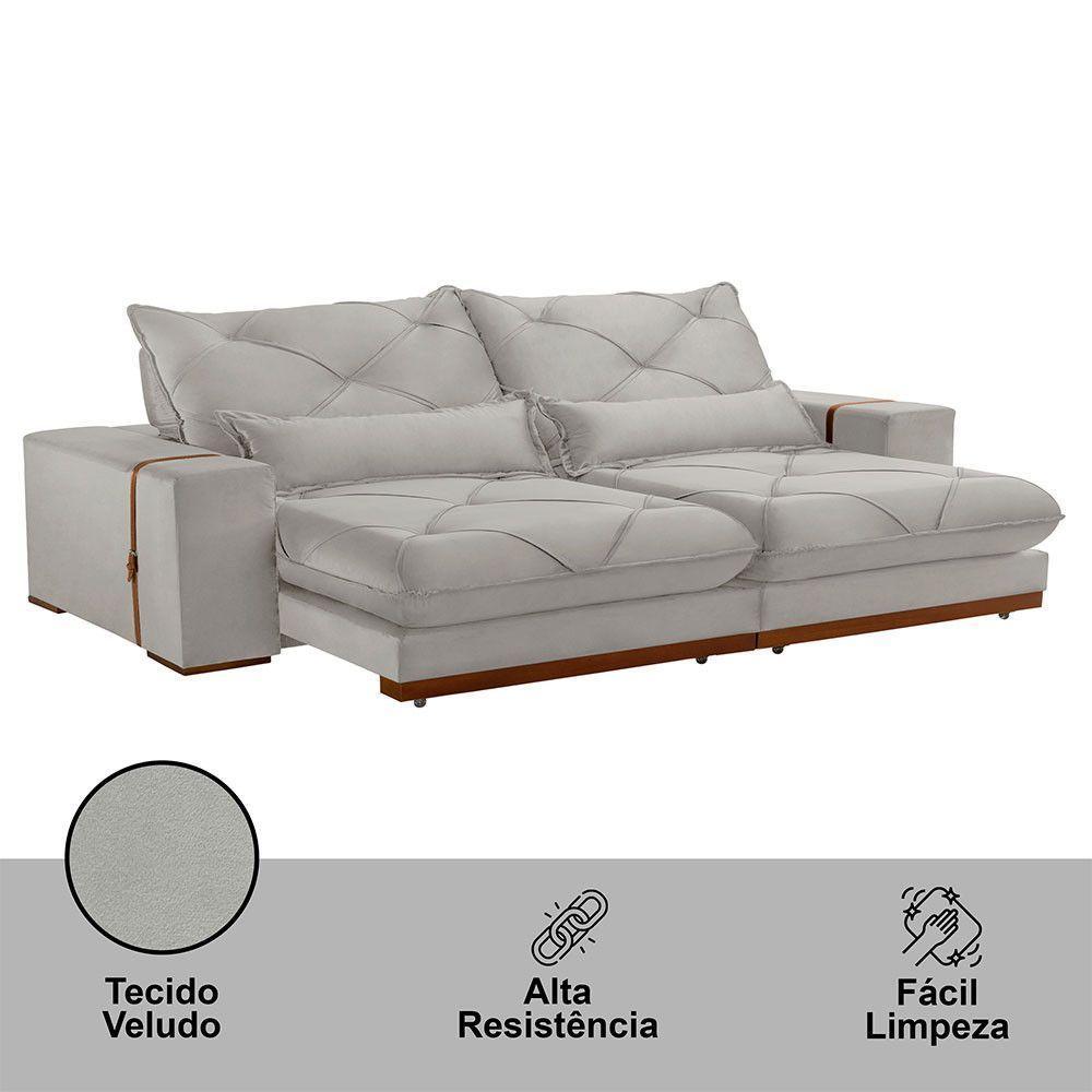 Sofá Turim Veludo 02 Módulos De 100cm B25cm Meu Sofá Online B026 Veludo Prata - 4