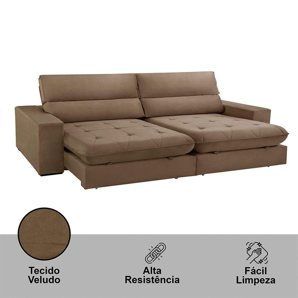 Sofá Aspem Veludo 02 Módulos De 100m B25cm Meu Sofá Online B016 Veludo Marrom - 6