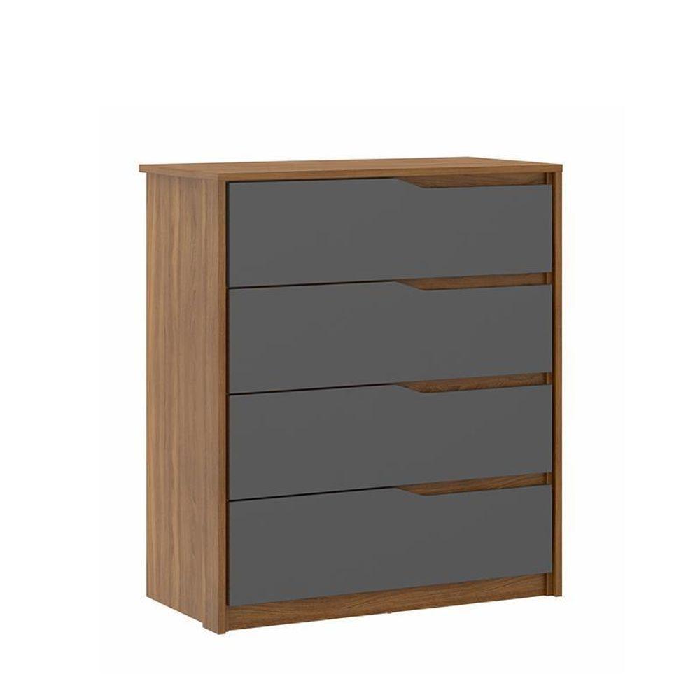 Cômoda Atria 4 Gavetas Amêndola-grafito - Demartêz Amêndola-grafito - 1