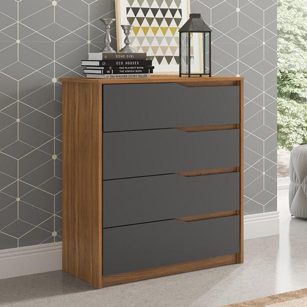 Cômoda Atria 4 Gavetas Amêndola-grafito - Demartêz Amêndola-grafito - 2