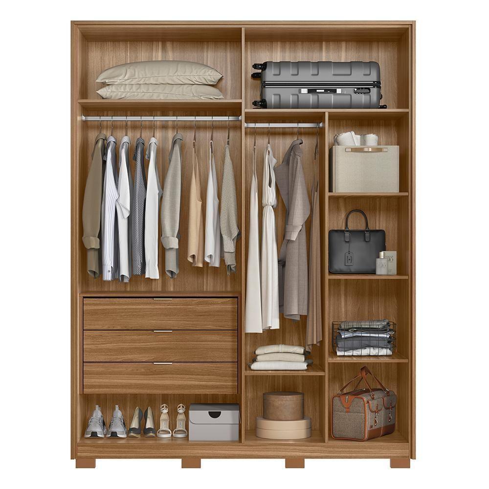 Guarda Roupa Casal Attore 4 Portas Amêndola-grafito Com Pés - Demartêz Amêndola-grafito - 2