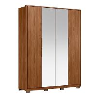 Guarda Roupa Casal Attore 4 Portas Nogueira Com 2 Espelhos E Pés - Demartêz Nogueira - 1