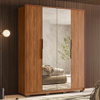 Guarda Roupa Casal Attore 4 Portas Nogueira Com 2 Espelhos E Pés - Demartêz Nogueira - 2