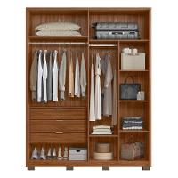 Guarda Roupa Casal Attore 4 Portas Nogueira Com 2 Espelhos E Pés - Demartêz Nogueira - 3