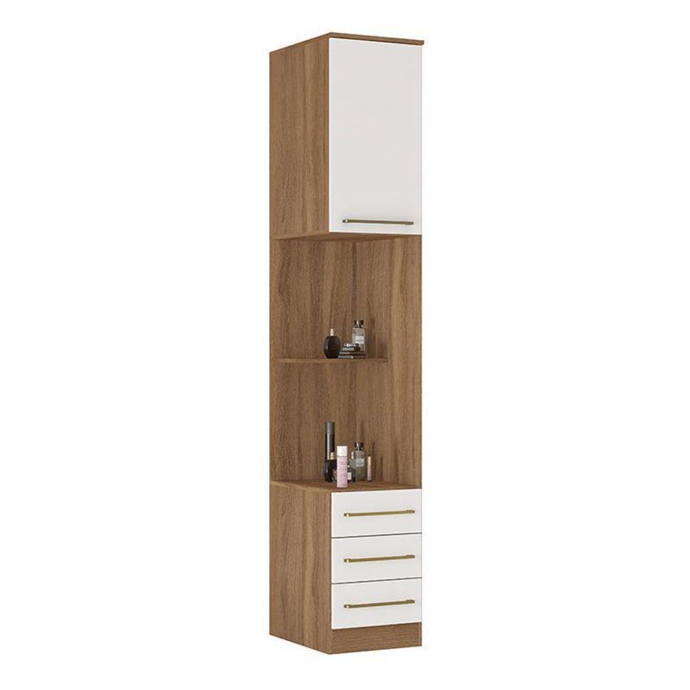 Guarda Roupa Modulado Irlanda 1 Porta Com Mesa De Cabeceira Amêndola-branco - Demartêz Amêndola-branco - 1