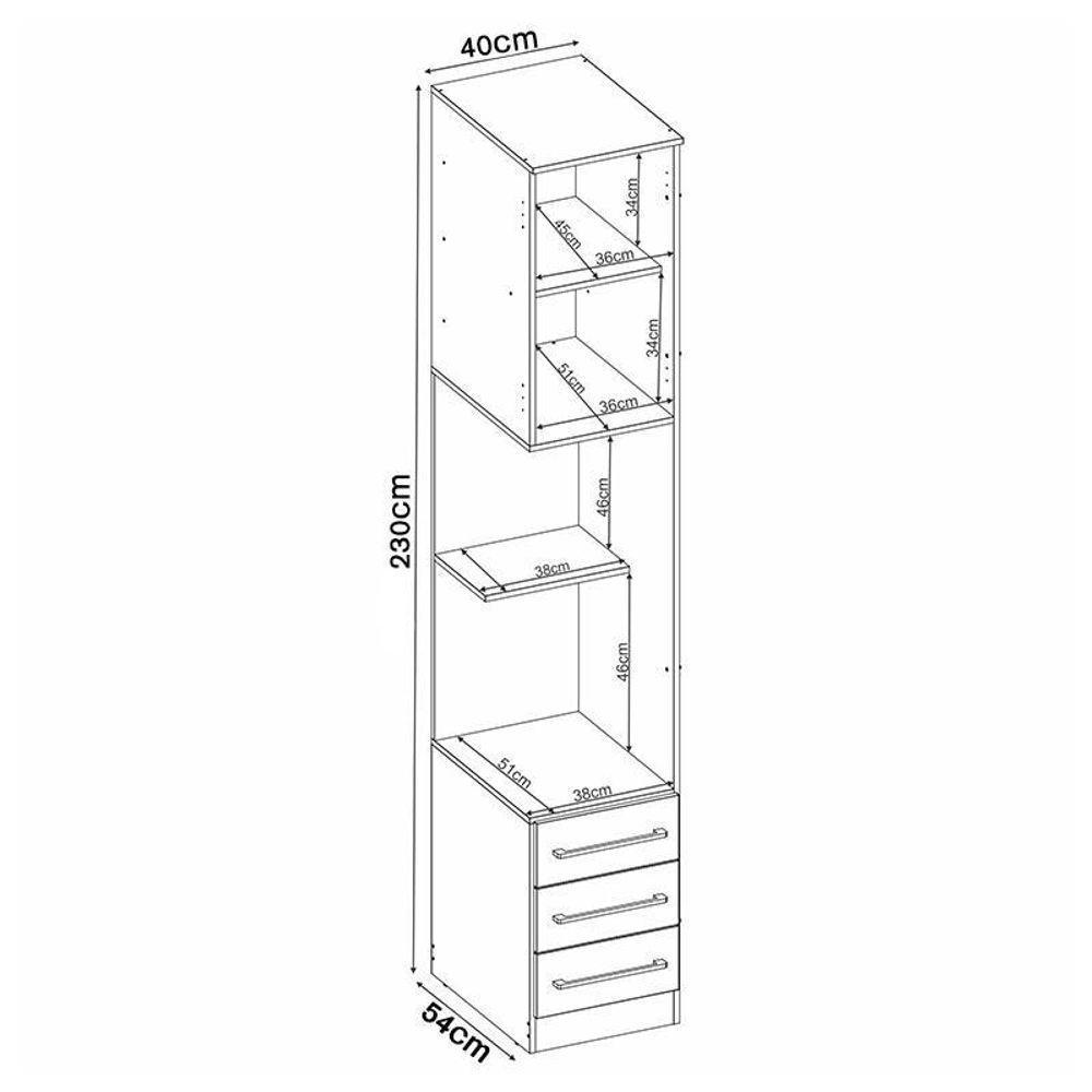 Guarda Roupa Modulado Irlanda 1 Porta Com Mesa De Cabeceira Amêndola-branco - Demartêz Amêndola-branco - 3