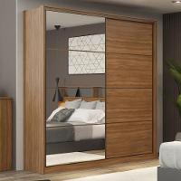 Guarda Roupa Casal Belga 2 Portas Deslizantes Flex Amêndola Com 4 Espelhos - Demartêz Amêndola - 2