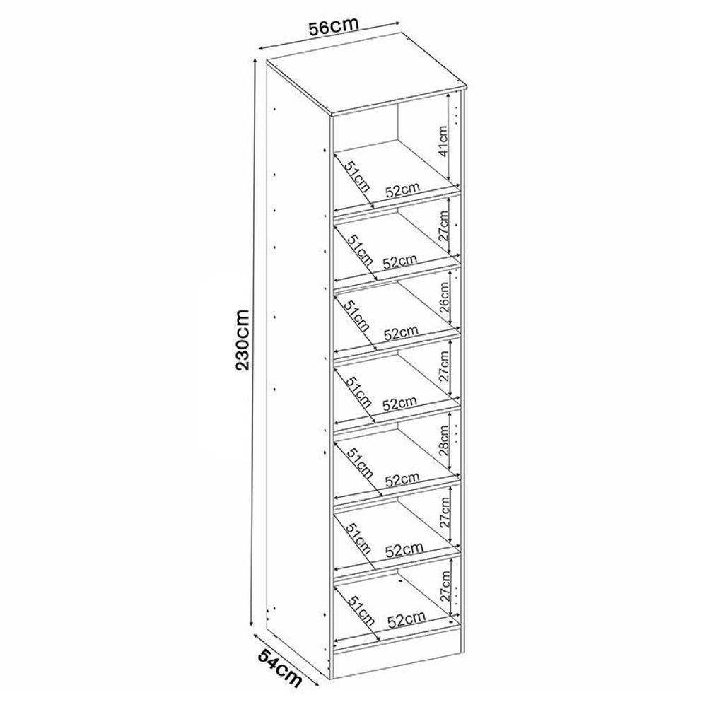 Guarda Roupa Modulado Irlanda 1 Porta Amêndola Com Espelho - Demartêz Amêndola - 3