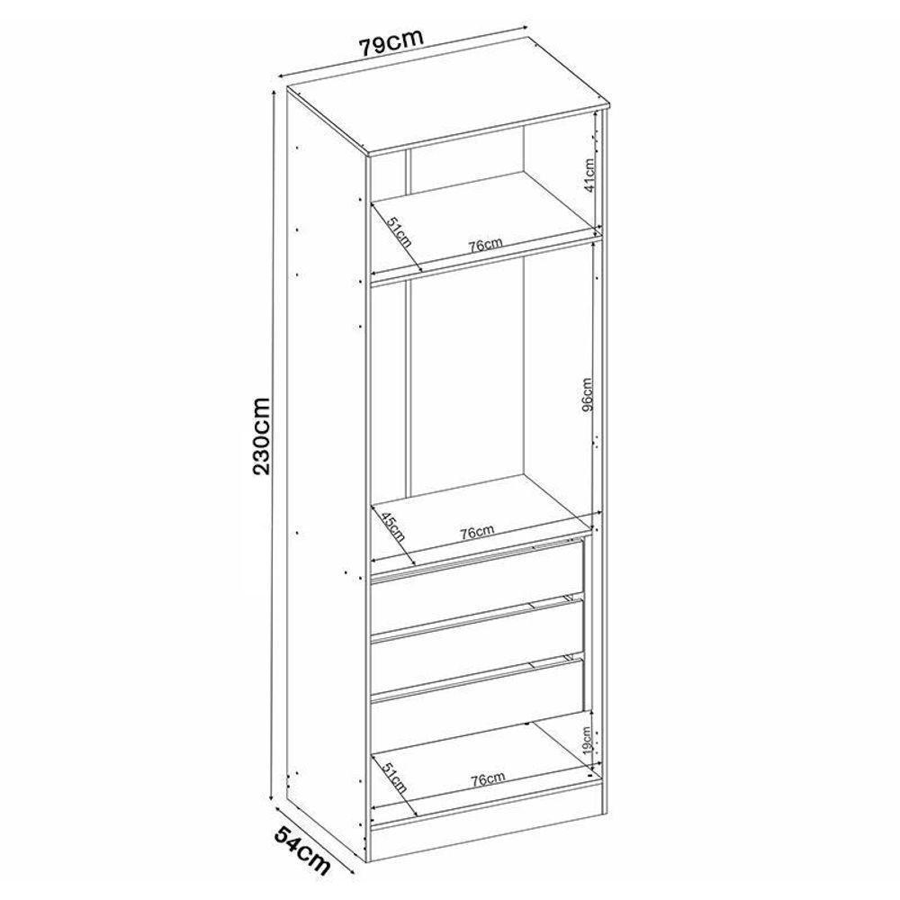 Guarda Roupa Modulado Irlanda 2 Portas Amêndola-branco - Demartêz Amêndola-branco - 3
