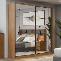Guarda Roupa Casal Belga 2 Portas Deslizantes Amêndola Com 8 Espelhos - Demartêz Amêndola - 2