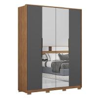 Guarda Roupa Casal Attore 4 Portas Amêndola-grafito Com 2 Espelhos E Pés - 1