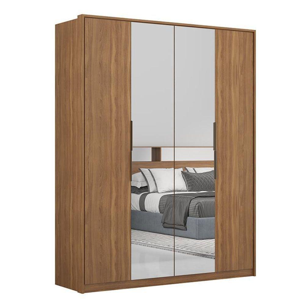 Guarda Roupa Casal Attore 4 Portas Amêndola Com 2 Espelhos - Demartêz Amêndola - 1