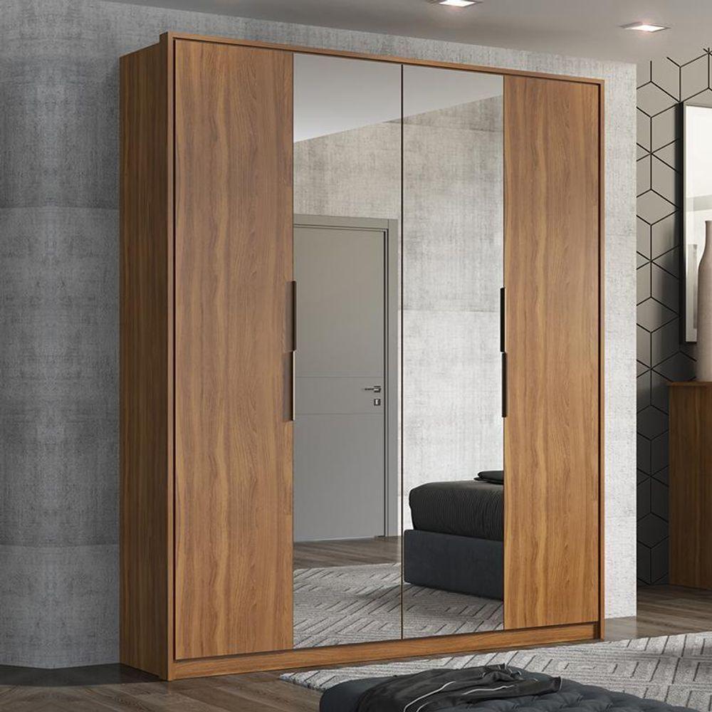 Guarda Roupa Casal Attore 4 Portas Amêndola Com 2 Espelhos - Demartêz Amêndola - 2