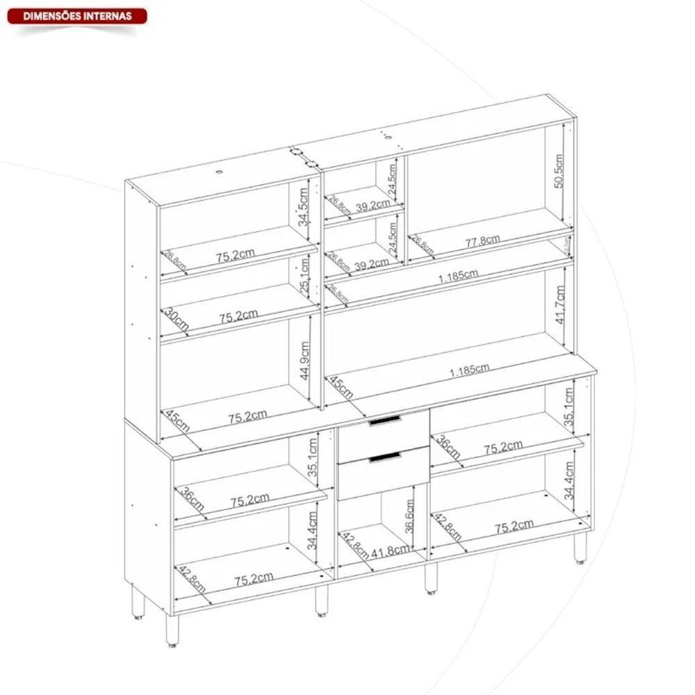 Cozinha Compacta Amora 10 Portas E 2 Gavetas Amêndola-grafito Prime Tx - Demóbile Amêndola-grafito Prime Tx - 6