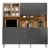 Cozinha Compacta Amora 10 Portas E 2 Gavetas Amêndola-grafito Prime Tx - Demóbile Amêndola-grafito Prime Tx - 1