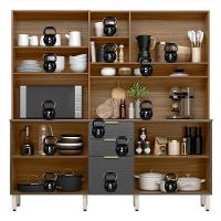 Cozinha Compacta Amora 10 Portas E 2 Gavetas Amêndola-grafito Prime Tx - Demóbile Amêndola-grafito Prime Tx - 3