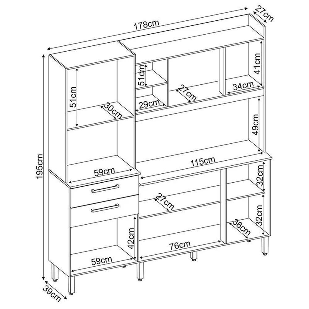 Cozinha Compacta Select 6 Portas E 2 Gavetas Amêndola-grafito - Demóbile Amêndola-grafito - 4