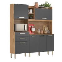 Cozinha Compacta Select 6 Portas E 2 Gavetas Amêndola-grafito - Demóbile Amêndola-grafito - 1