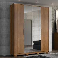 Guarda Roupa Casal Attore 4 Portas Amêndola Com 2 Espelhos E Pés - Demartêz Amêndola - 2