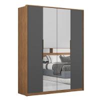 Guarda Roupa Casal Attore 4 Portas Amêndola-grafito Com 2 Espelhos - Demartêz Amêndola-grafito - 1