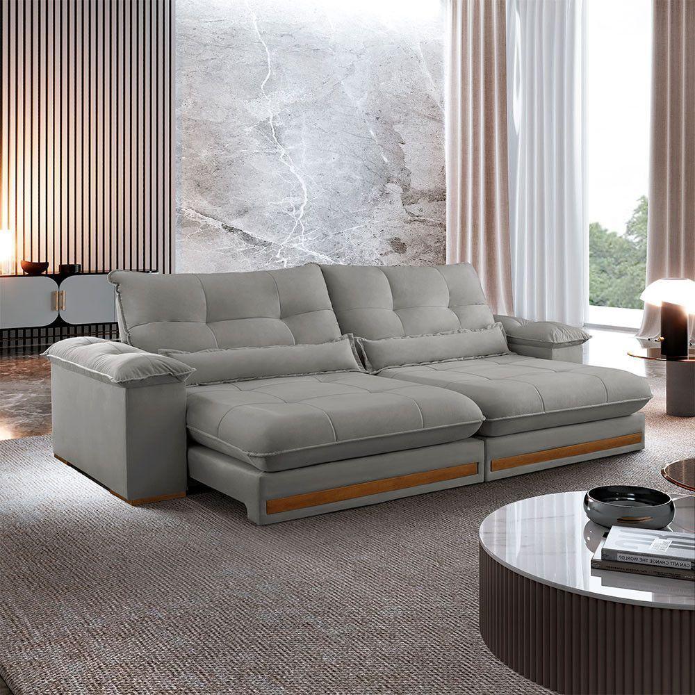 Sofá Dubai Linho 02 Módulos De 120 Cm B25 Cm Meu Sofá Online A230 Linho Cinza - 1