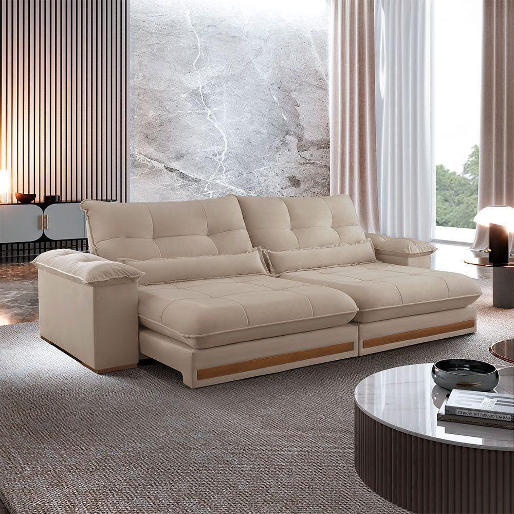 Sofá Dubai Linho 02 Módulos De 120 Cm B25 Cm Meu Sofá Online A226 Linho Bege - 1