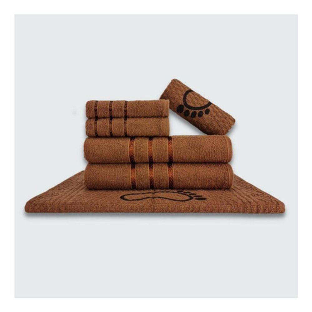 Jogo De Toalha Banho 6 Peças Verona 100% Algodão Marrom - 1