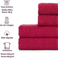Jogo De Toalhas De Banho 4 Peças 100% Algodão Alta Absorção (2 Banho + 2 Rosto ) Padrão Hotel/pousada - Cereja - 3