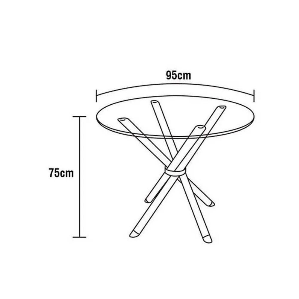 Sala de Jantar Completa Volga c/ Tampo de Vidro 95cm e 4 Cadeiras Portugal Cromada - Branco - Kappesberg - 3