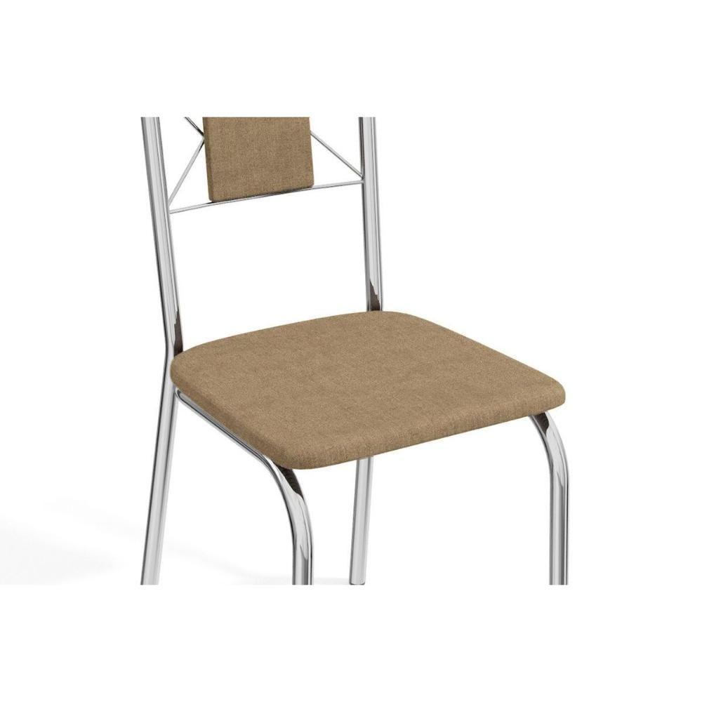 Sala de Jantar Completa Volga c/ Tampo de Vidro 90cm e 4 Cadeiras Lisboa Cromada - Courano Marrom - Kappesberg - 5