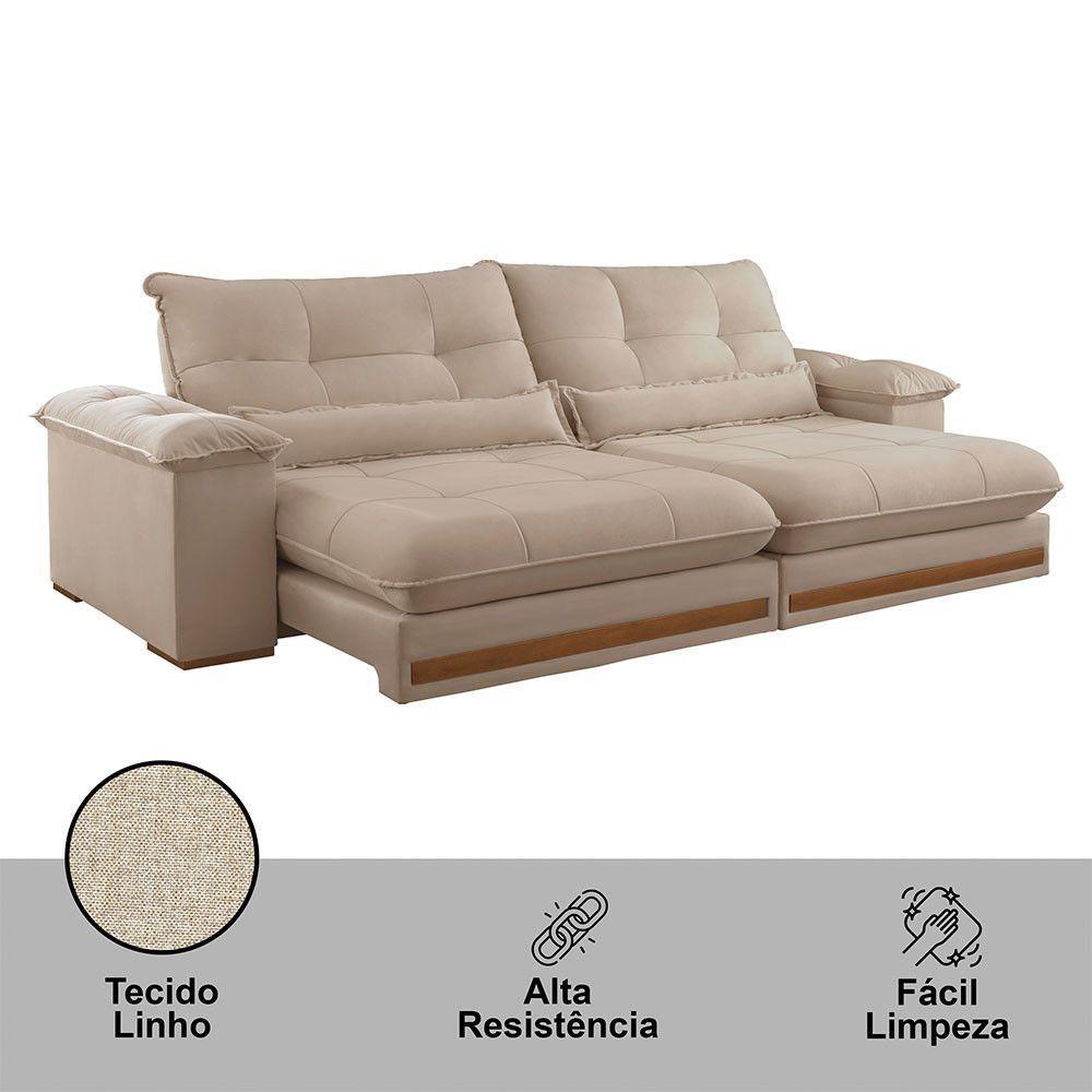 Sofá Dubai Linho 02 Módulos De 80 Cm B25 Cm Meu Sofá Online A226 Linho Bege - 5