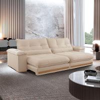 Sofá Dubai Linho 02 Módulos De 90 Cm B25 Cm Meu Sofá Online A294 Linho Creme - 1