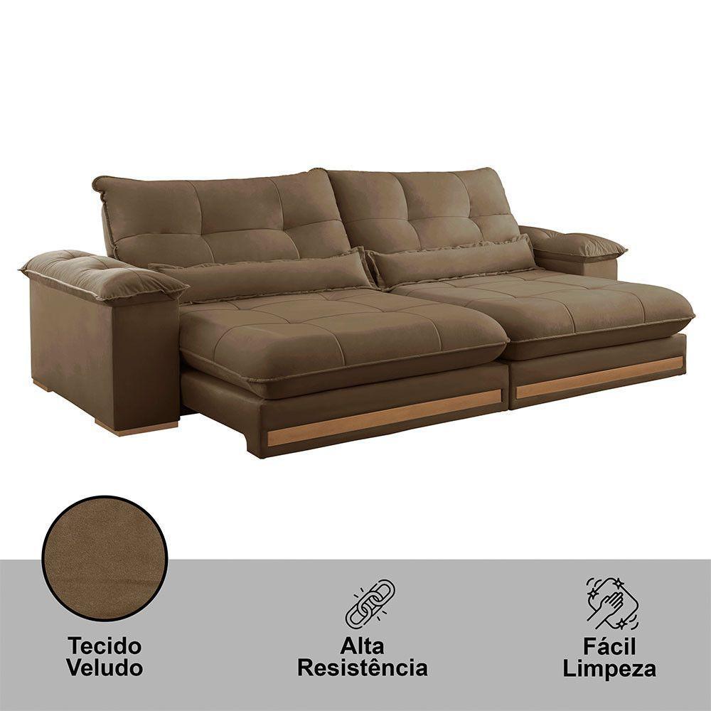 Sofá Dubai Veludo 02 Módulos De 90 Cm B25 Cm Meu Sofá Online B016 Veludo Marrom - 5