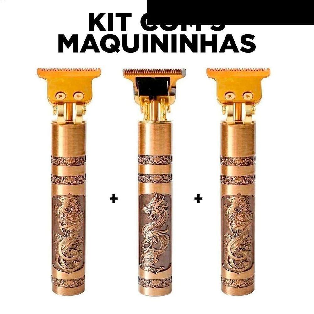 Kit 3 Maquininhas Cabelo Pezinho Barba Corpo Dragão Buda - 8