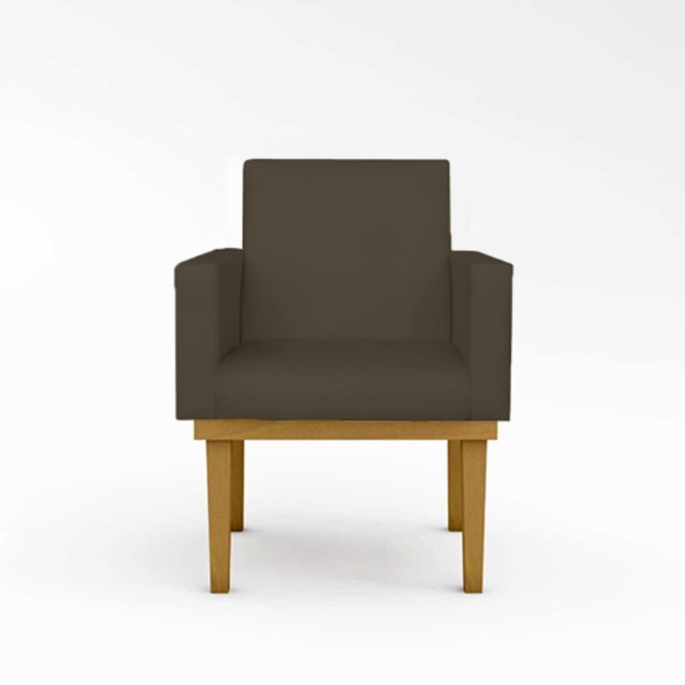 Kit 2 Poltronas Courino Cadeira Com Base Reforçada Courino Preto Cor:courino Marrom Courino Marrom - 4