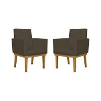 Kit 2 Poltronas Courino Cadeira Com Base Reforçada Courino Preto Cor:courino Marrom Courino Marrom - 1