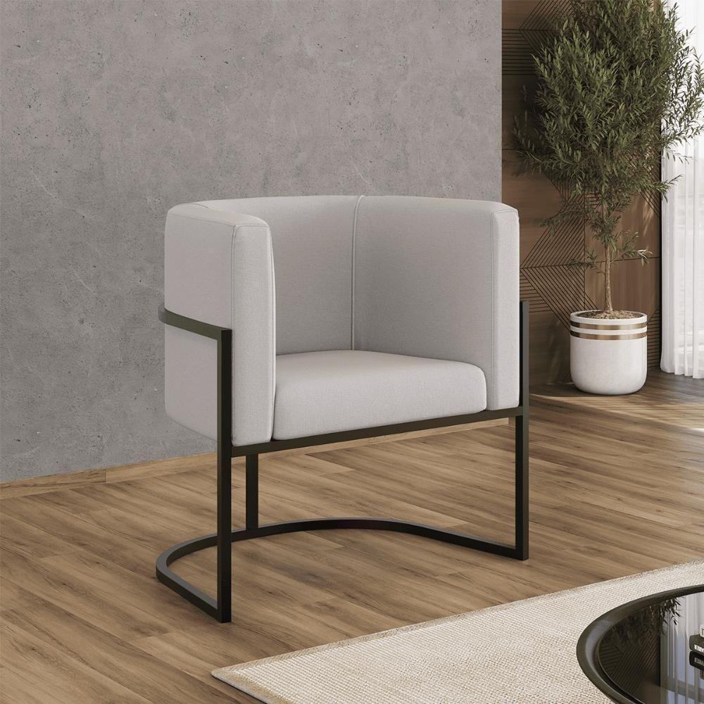 Kit 04 Poltronas Lua Sala Decorativa Base Ferro Black Veludo Cor:bege Bege - 2