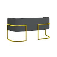 Kit 2 Poltronas + Sofá 2 Lugares Base De Metal Gold Corino Cor:cinza Cinza - 6