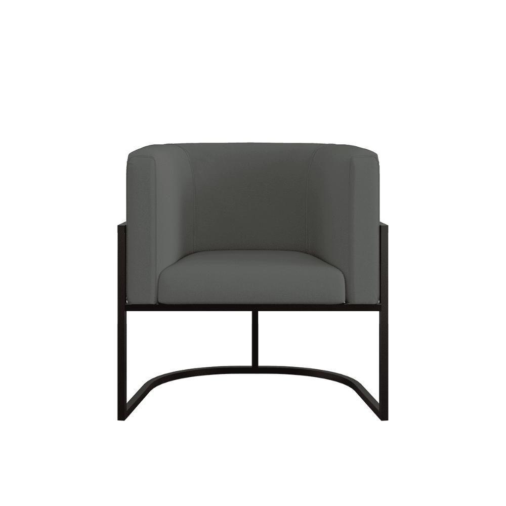 Kit 04 Poltronas Lua Sala Decorativa Base Ferro Black Veludo Cor:cinza Cinza - 5
