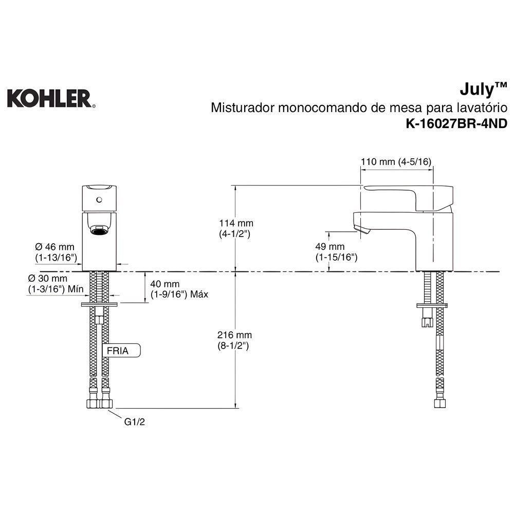 Torneira Para Lavatório Monocomando July Cromado 15238br-4nd-cp - 2