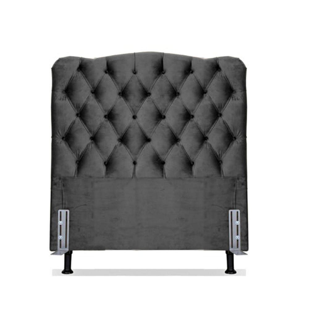 Cabeceira Solteiro 88 - Bello Box - Dunas Suede Cinza - 1