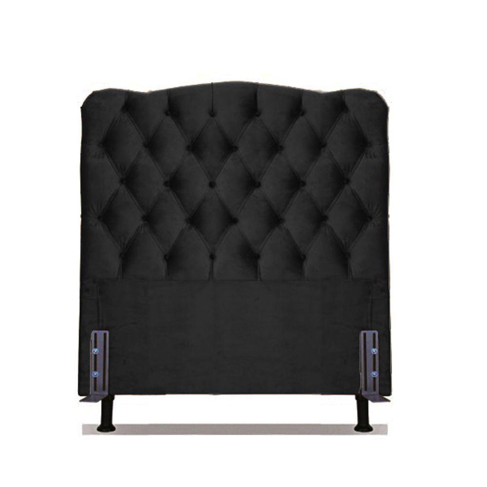 Cabeceira Solteiro 88 - Bello Box - Dunas Suede Preto - 1