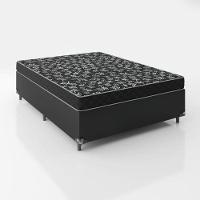 Cama Box Casal 138 Tecido Preto Com Colchão D20 Tampo Preto 12cm - 1