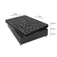 Cama Box Casal 138 Tecido Preto Com Colchão D20 Tampo Preto 12cm - 2