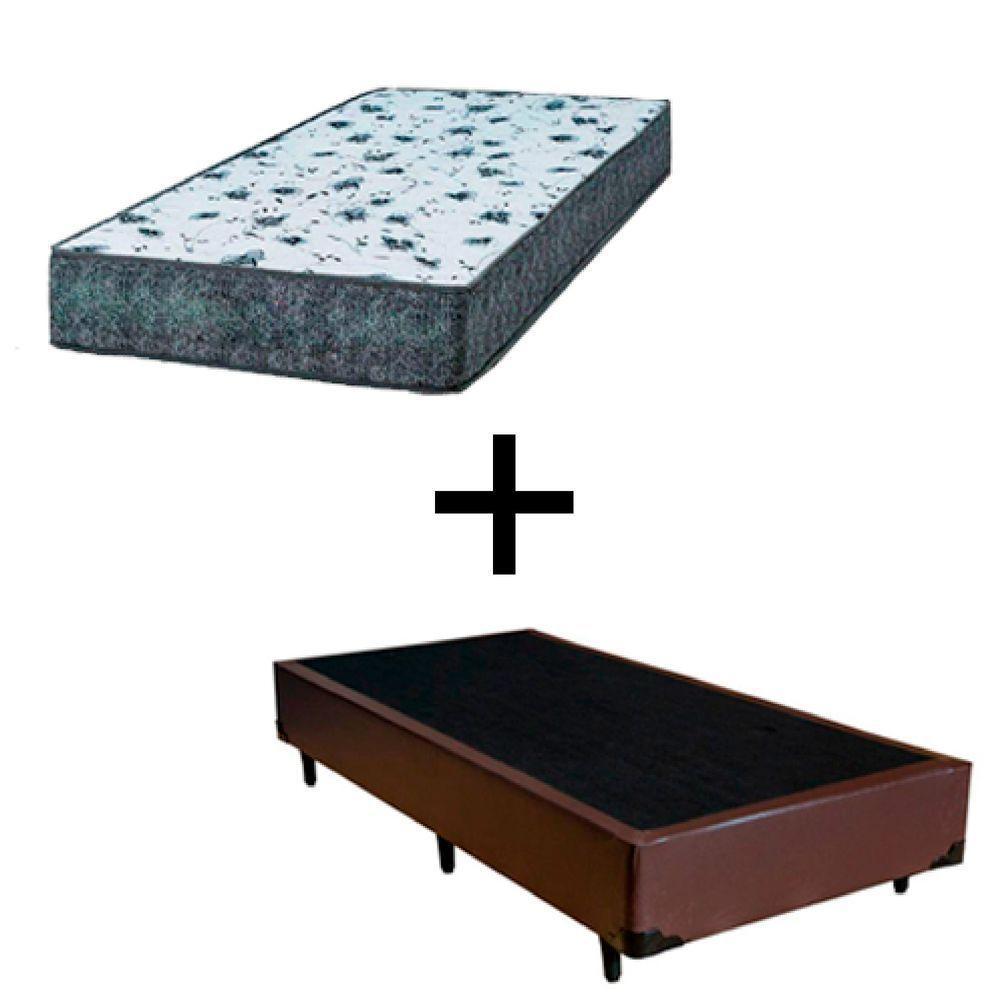 Cama Box Solteiro 88 Tecido Marrom Com Colchão Alegro Bello Box D28 Cinza 57x88x188 - 1