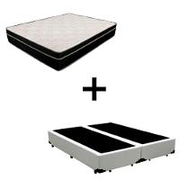 Cama Box King 193 Tecido Branco Com Colchão Paris Molas Preto 66x193x203 - 1